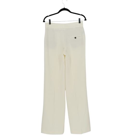 Mango Flowy Palazzo Pants Cream Ecru Ivory High Waist Wide Leg Trousers Size 4 - Picture 9 of 11